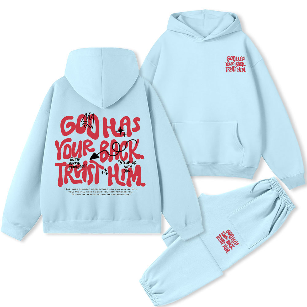 God Has Your Back Trust Him Christian Premium Fleece Hoodie Set