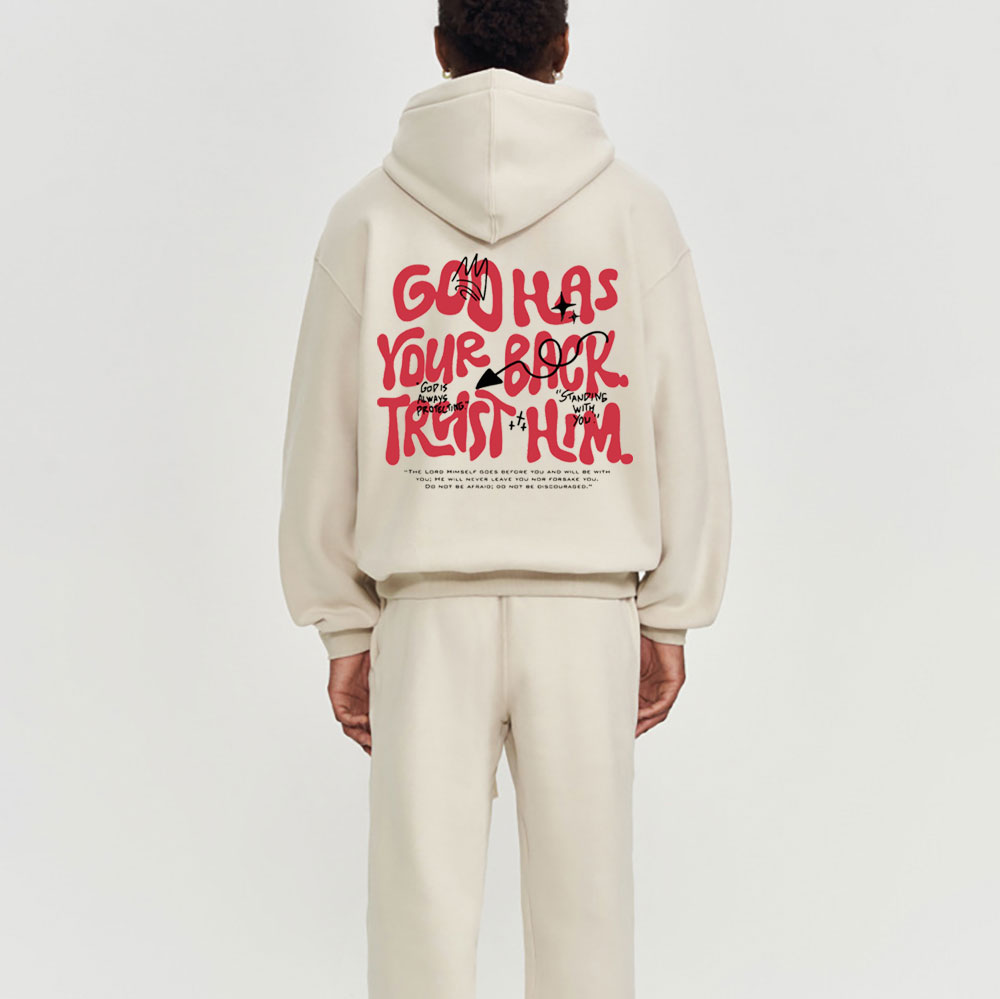 God Has Your Back Trust Him Christian Premium Fleece Hoodie Set