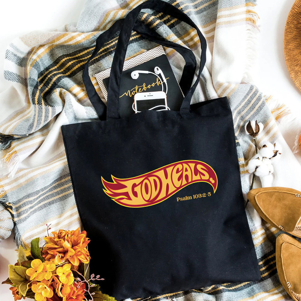 God Heals Christian Canvas Tote Bag