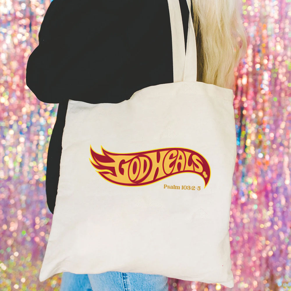 God Heals Christian Canvas Tote Bag