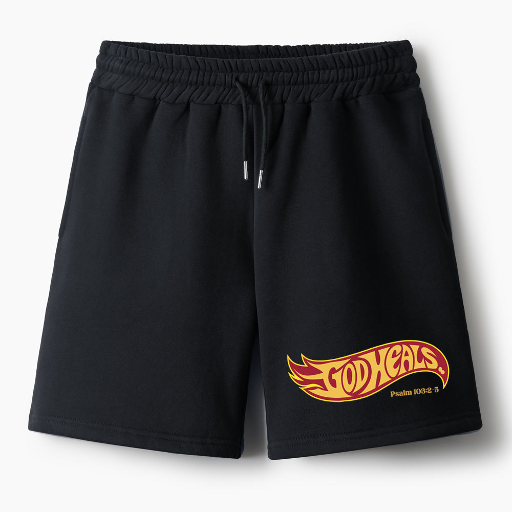 God Heals Christian Fleece Shorts