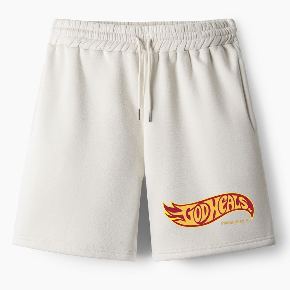 God Heals Christian Fleece Shorts