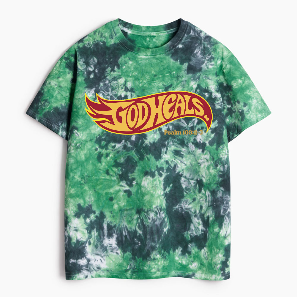 God Heals Christian Heavy Cotton Tie Dye T-Shirt