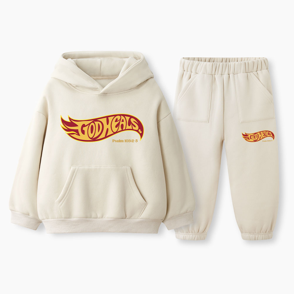 God Heals Christian Kid Fleece Hoodie Set