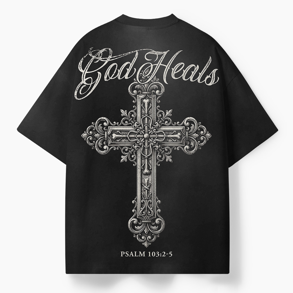 God Heals Christian Oversized Graphic T-Shirt Sale - GuidingCross