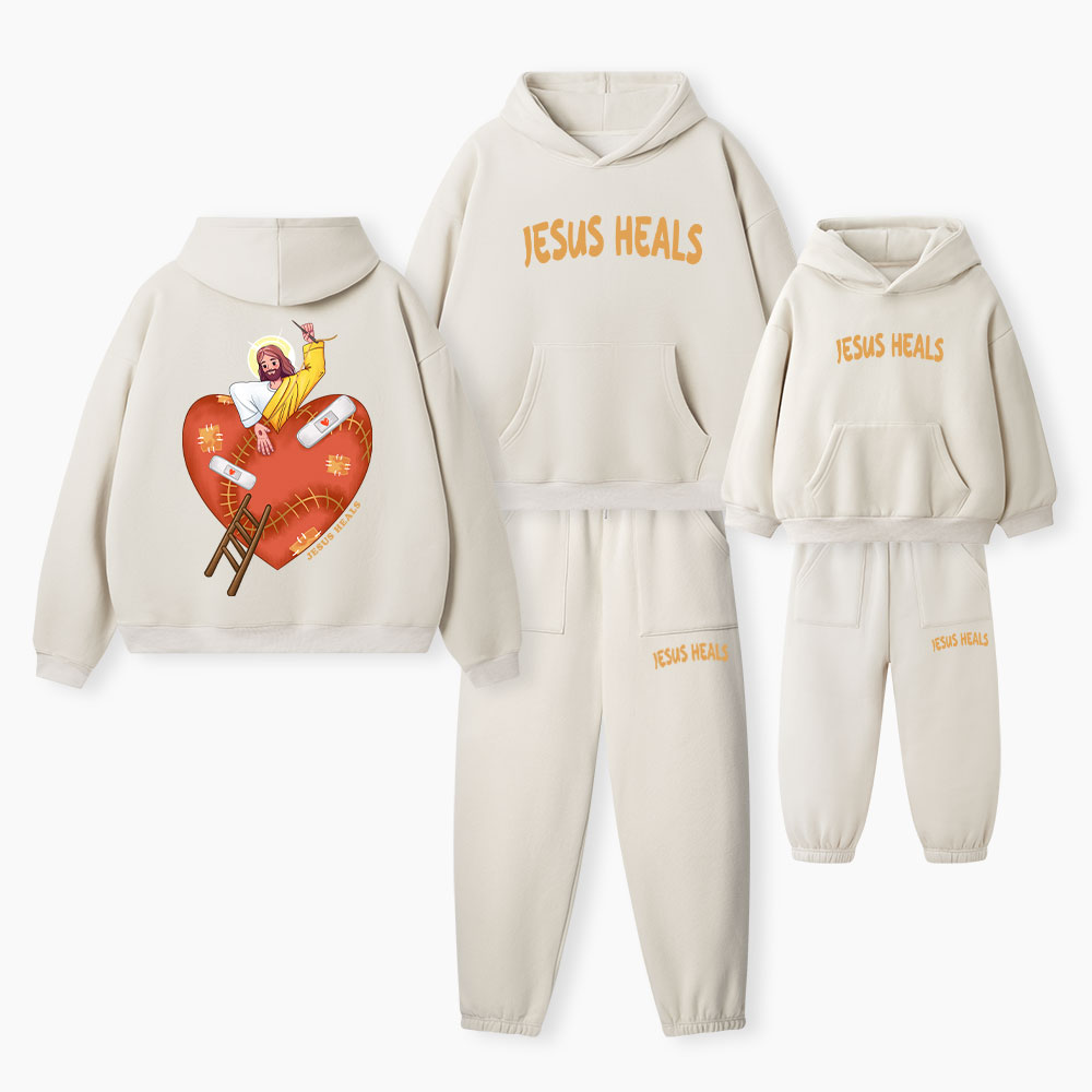 God Heals Christian Premium Matching Fleece Hoodie Set