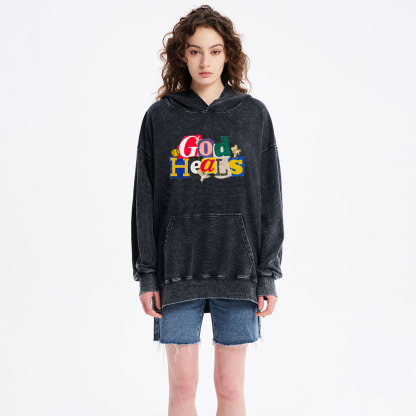 God Heals Christian Washed Hoodie 