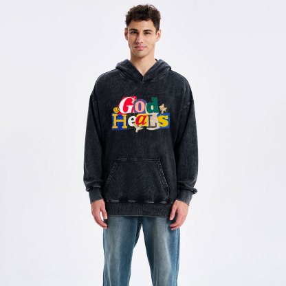 God Heals Christian Washed Hoodie 