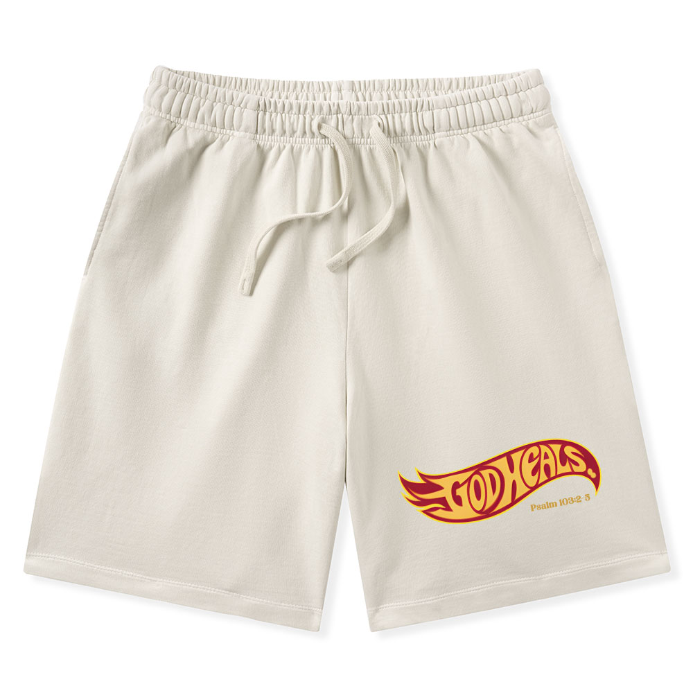 God Heals Christian Washed Shorts