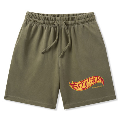 God Heals Christian Washed Shorts