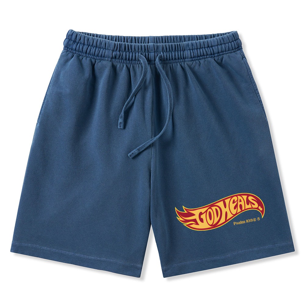 God Heals Christian Washed Shorts