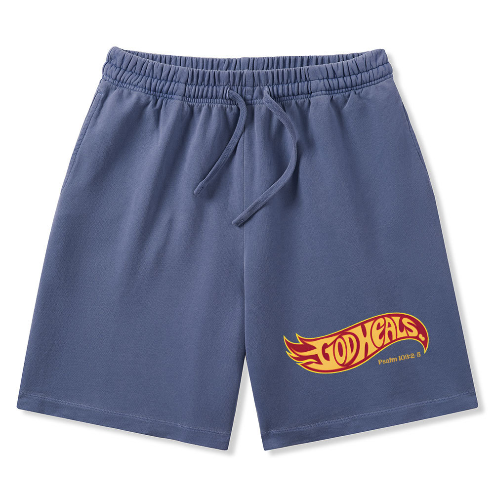 God Heals Christian Washed Shorts