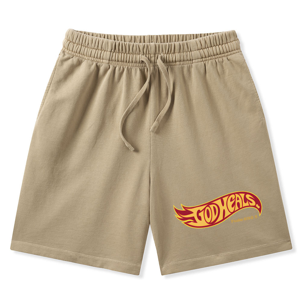 God Heals Christian Washed Shorts