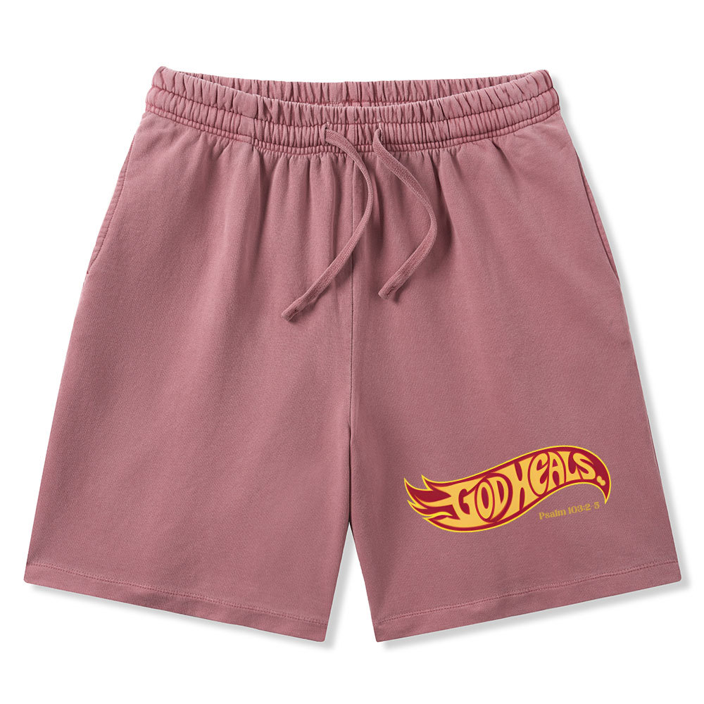 God Heals Christian Washed Shorts