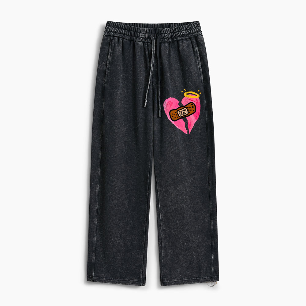 God Heals Christian Washed Sweatpants