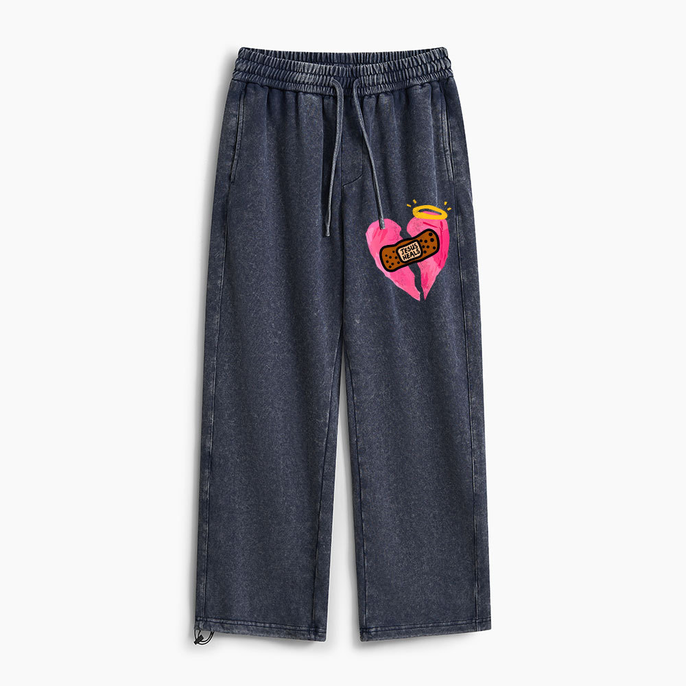 God Heals Christian Washed Sweatpants
