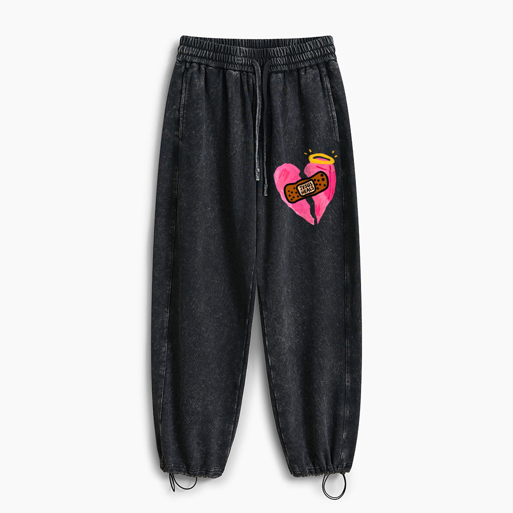 God Heals Christian Washed Sweatpants