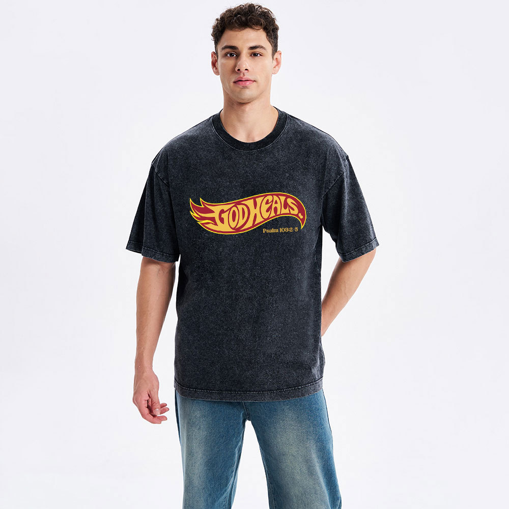 God Heals Christian Washed T-Shirt