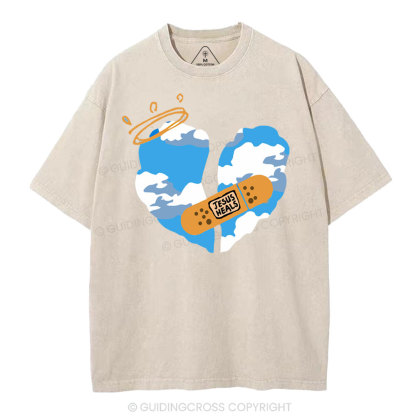 God Heals Christian Washed T-Shirt