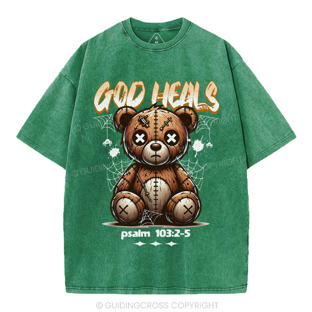 God Heals Christian Washed T-Shirt