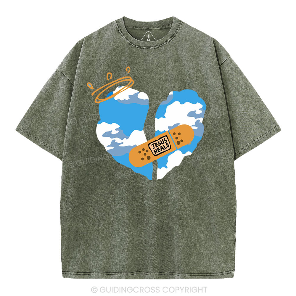 God Heals Christian Washed T-Shirt