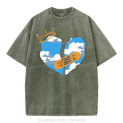 God Heals Christian Washed T-Shirt