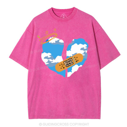 God Heals Christian Washed T-Shirt