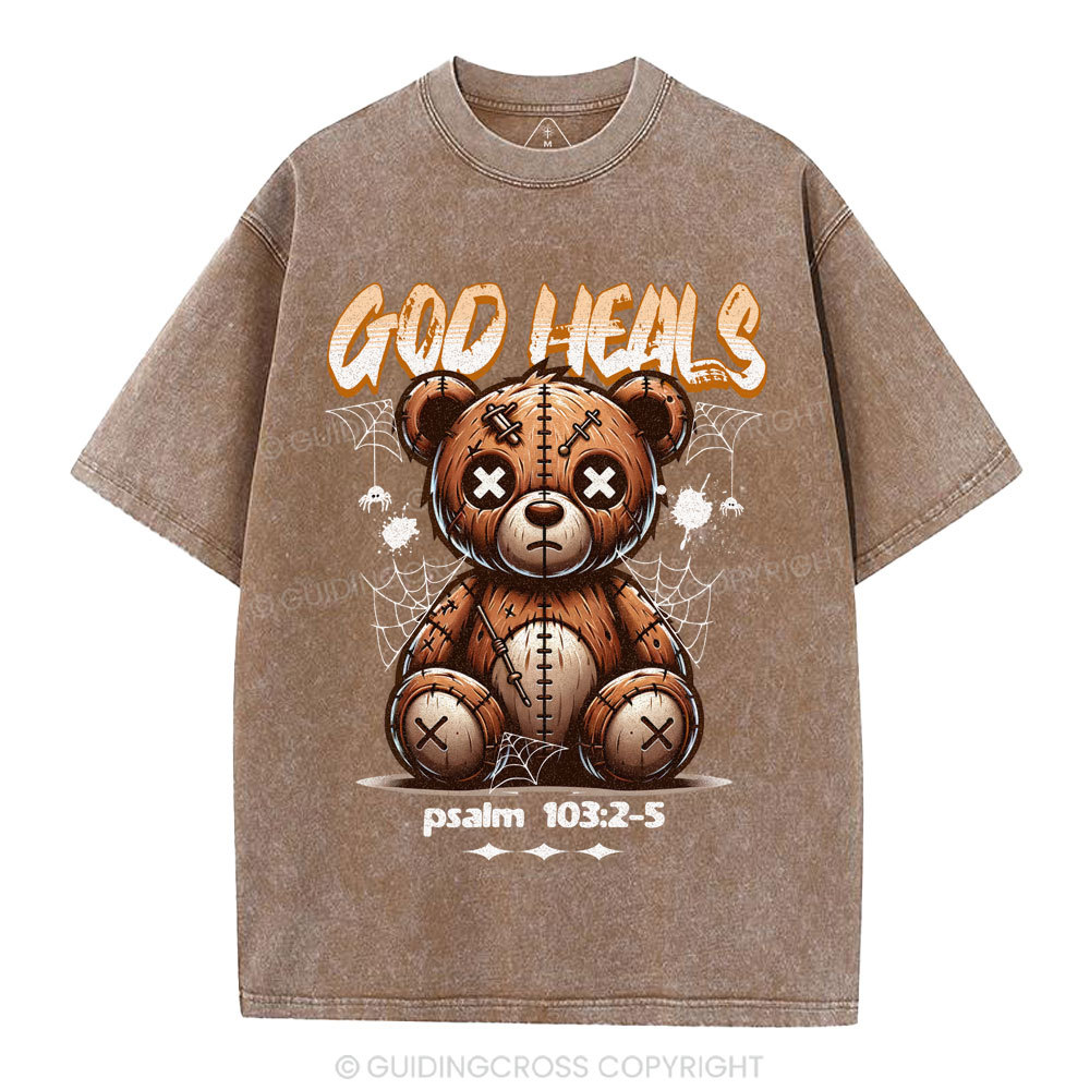 God Heals Christian Washed T-Shirt