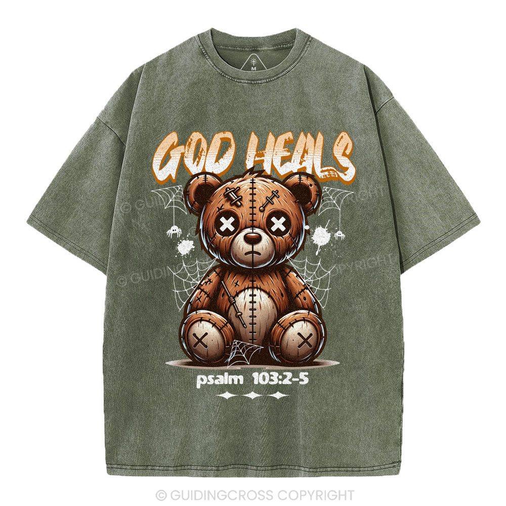 God Heals Christian Washed T-Shirt