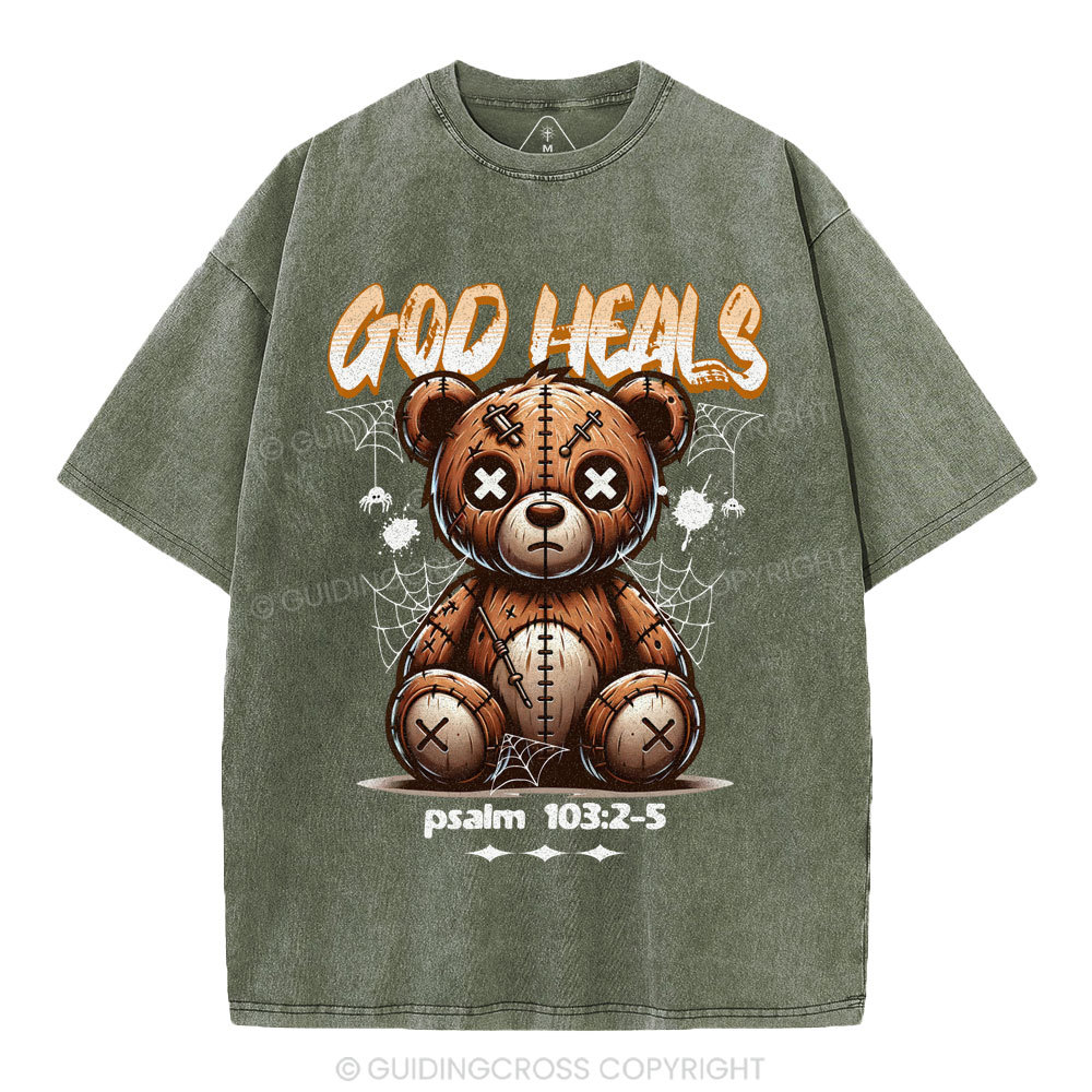 God Heals Christian Washed T-Shirt