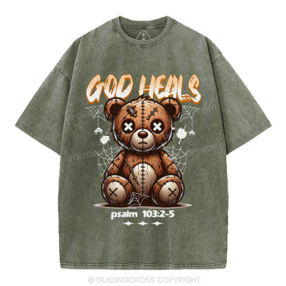 God Heals Christian Washed T-Shirt