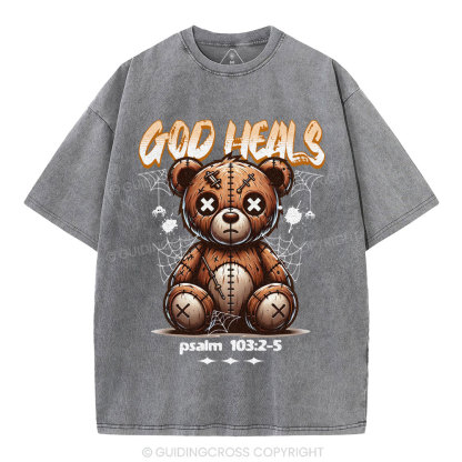 God Heals Christian Washed T-Shirt