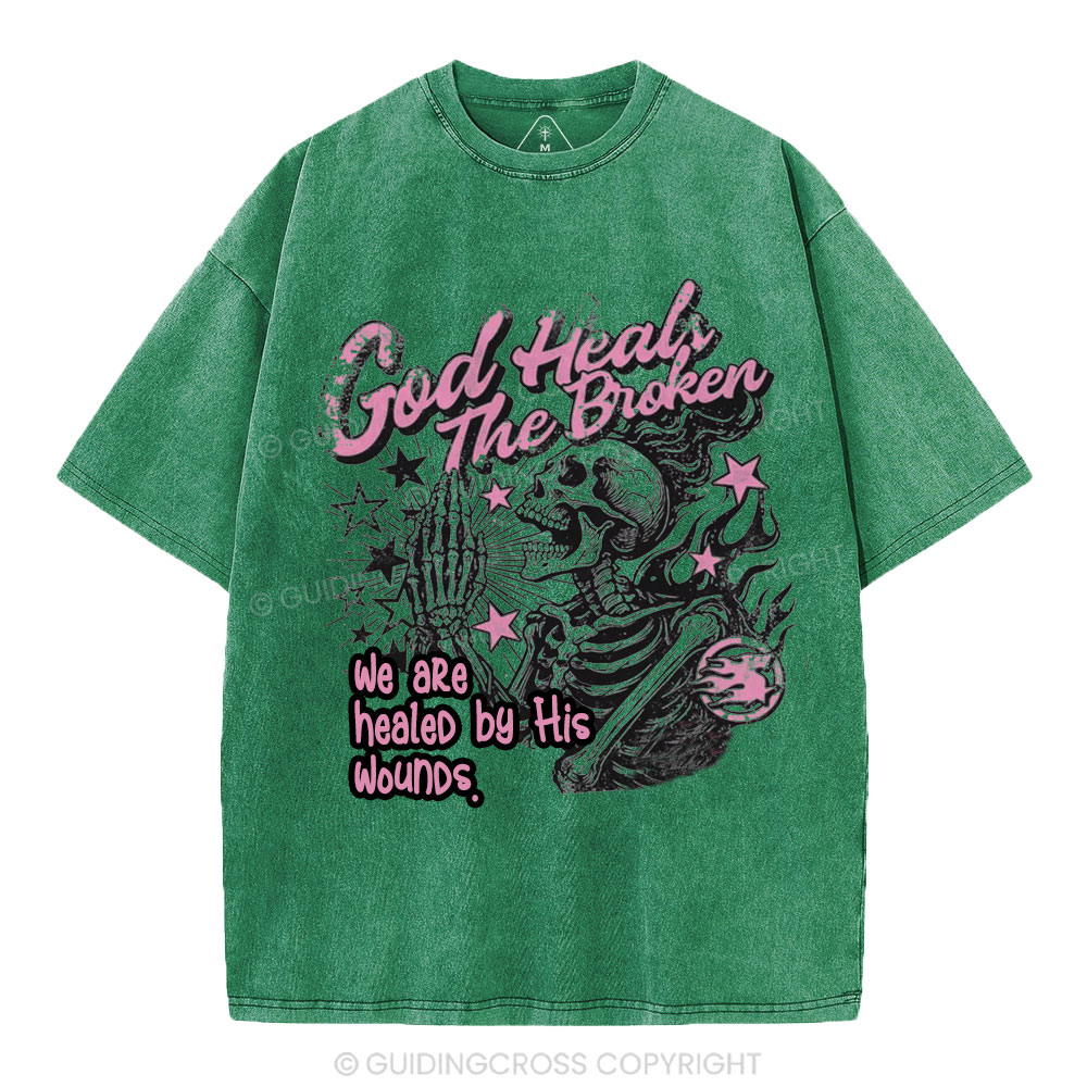 God Heals The Broken Christian Washed T-Shirt