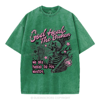 God Heals The Broken Christian Washed T-Shirt
