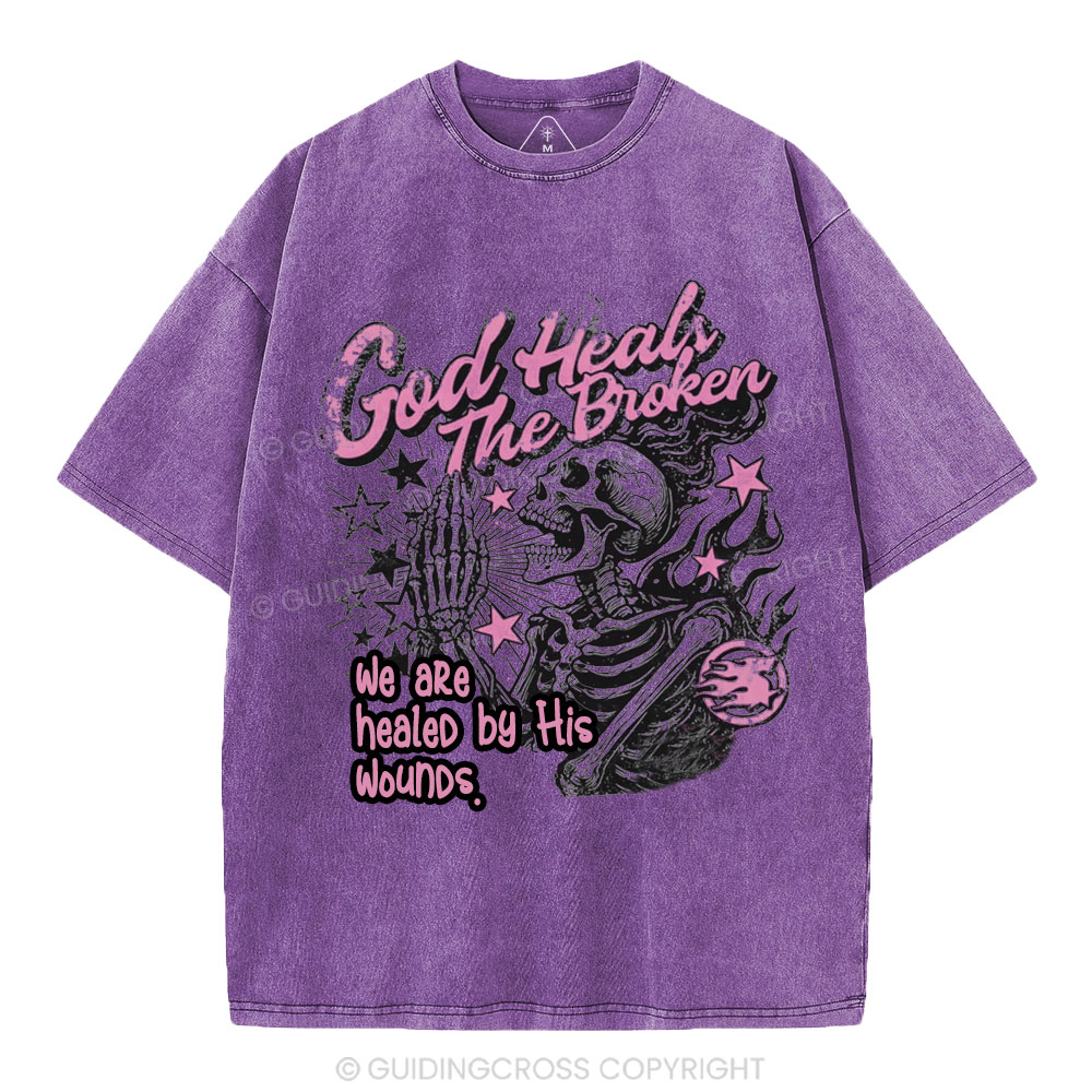God Heals The Broken Christian Washed T-Shirt