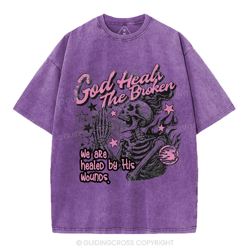God Heals The Broken Christian Washed T-Shirt