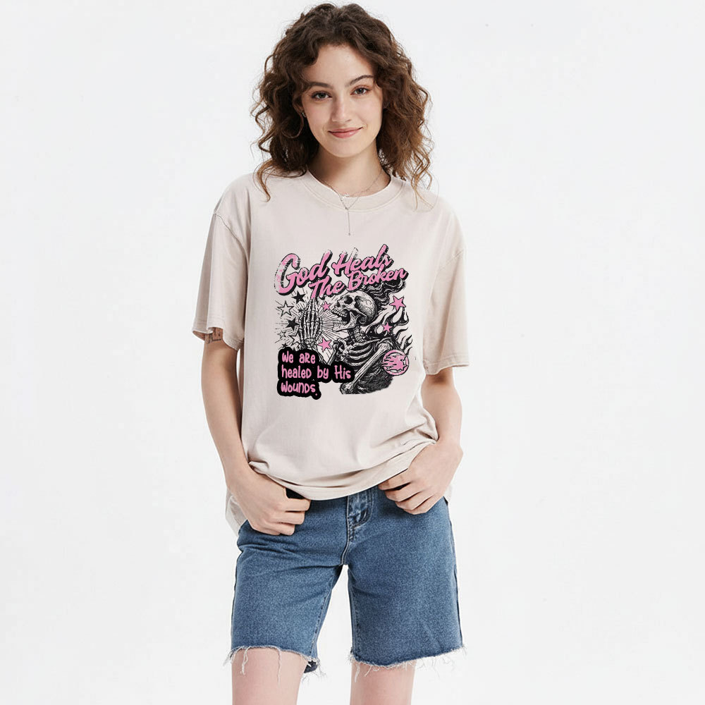 God Heals The Broken Christian Washed T-Shirt