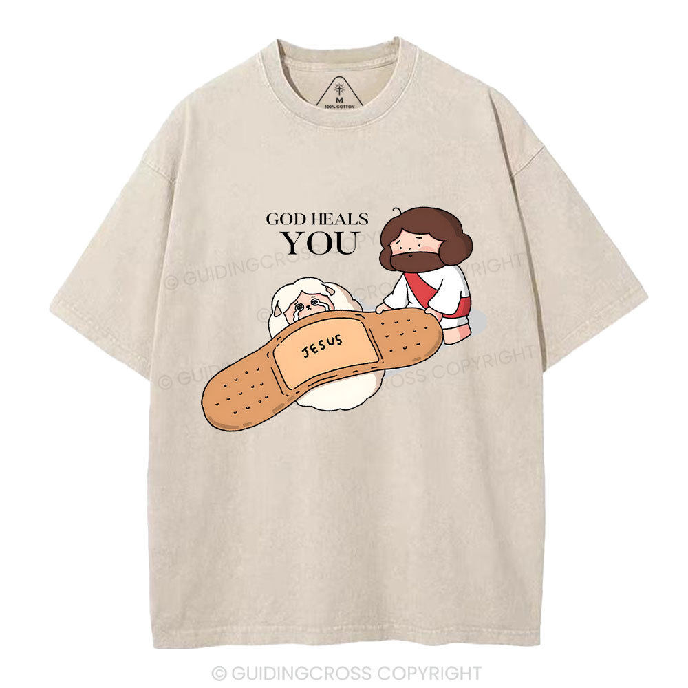 God Heals You Christian Washed T-Shirt