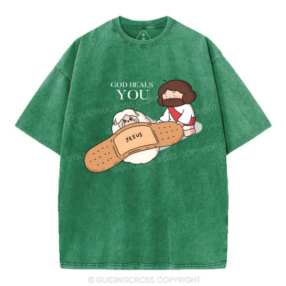 God Heals You Christian Washed T-Shirt