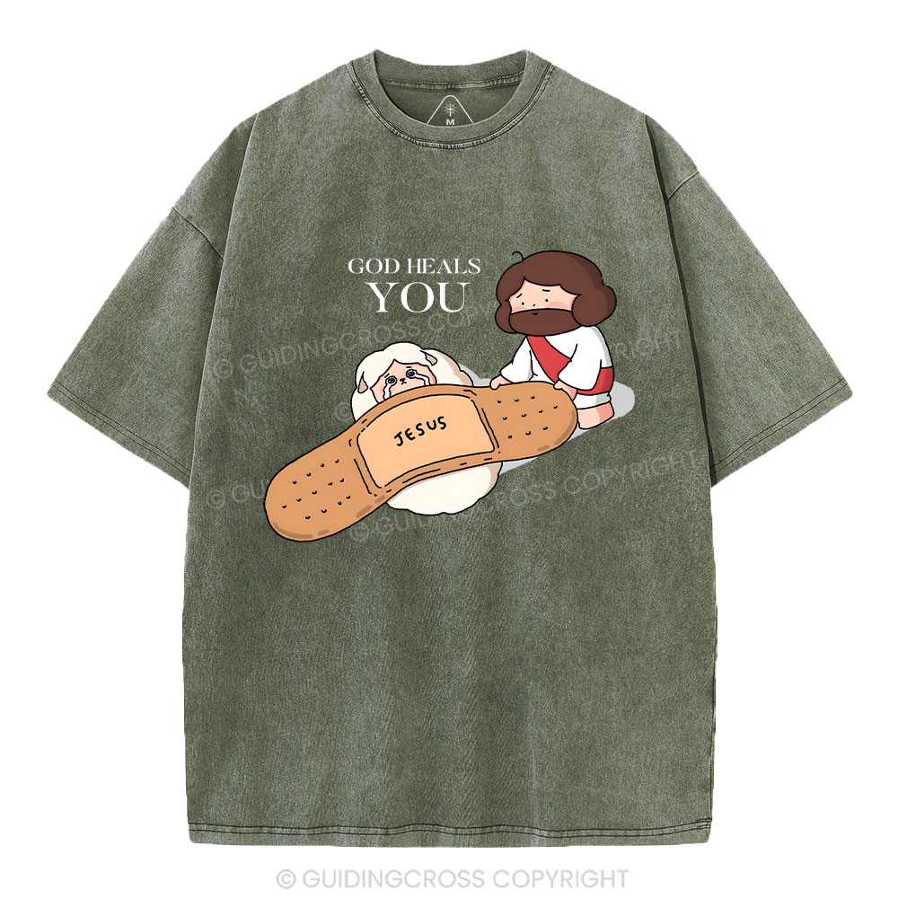 God Heals You Christian Washed T-Shirt