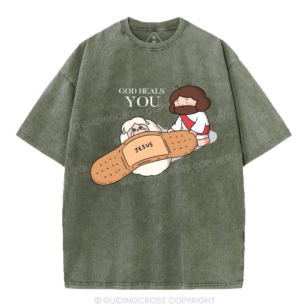God Heals You Christian Washed T-Shirt