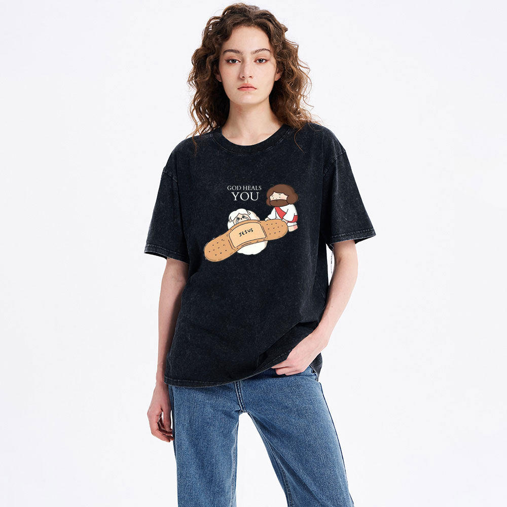 God Heals You Christian Washed T-Shirt