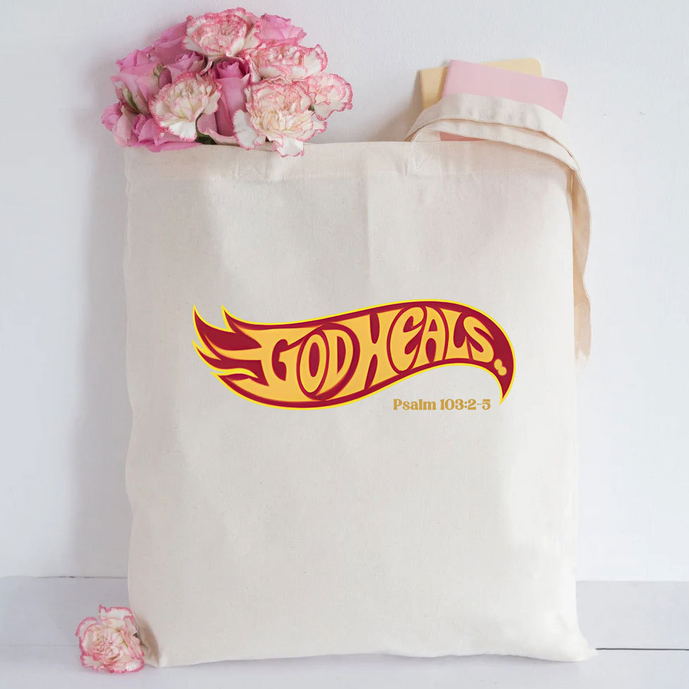 God Heals Christian Canvas Tote Bag