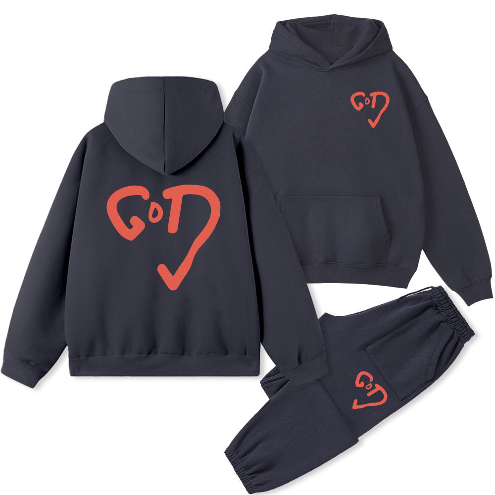 God Heart Christian Fleece Hoodie Set