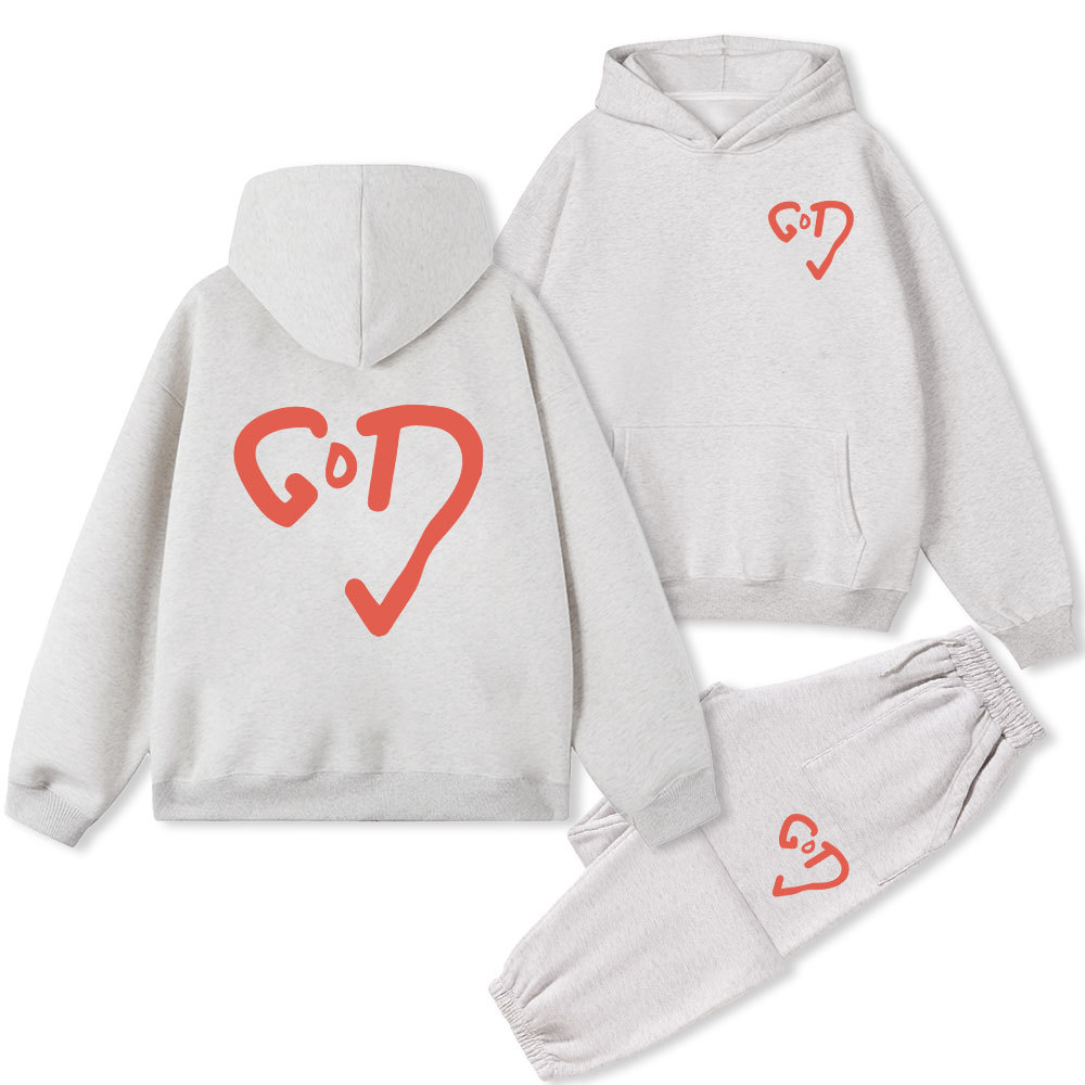 God Heart Christian Fleece Hoodie Set