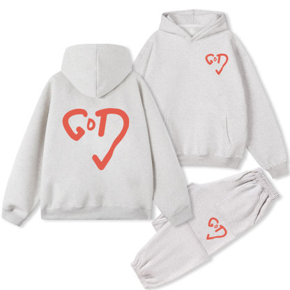 God Heart Christian Fleece Hoodie Set