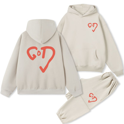 God Heart Christian Fleece Hoodie Set