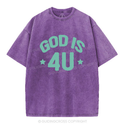 God Is 4U Christian Washed T-Shirt