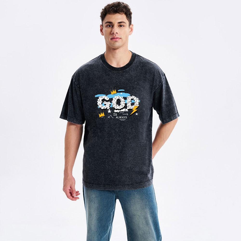 God Is Always With Me Christian Washed T-Shirt