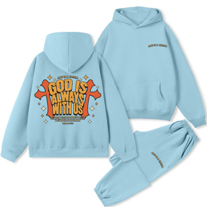 God Is Always With Us Christian Fleece Hoodie Set